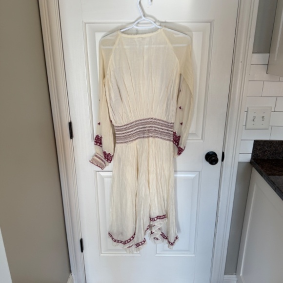 Free People Neo Folk Embroidered boho midi Dress elastic waist 33967 - Picture 10 of 15